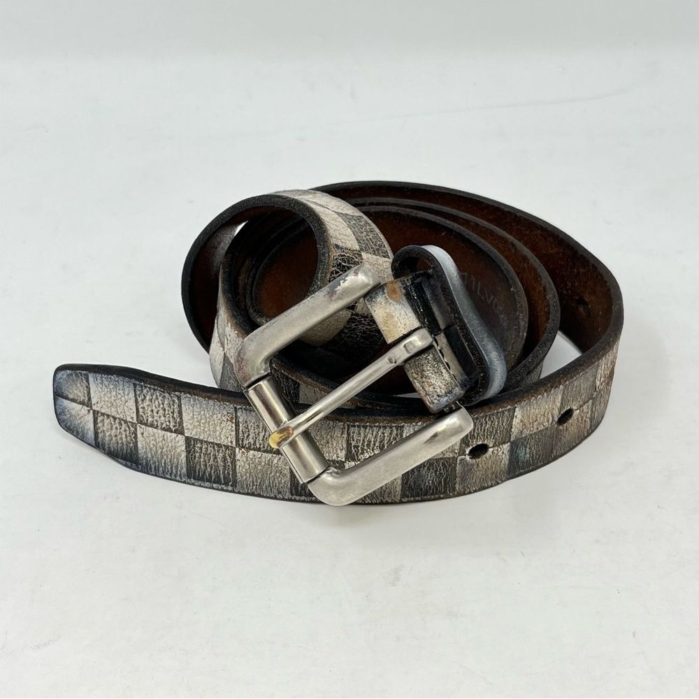 Levi's Check Print Leather Belt Size M 34-36‎